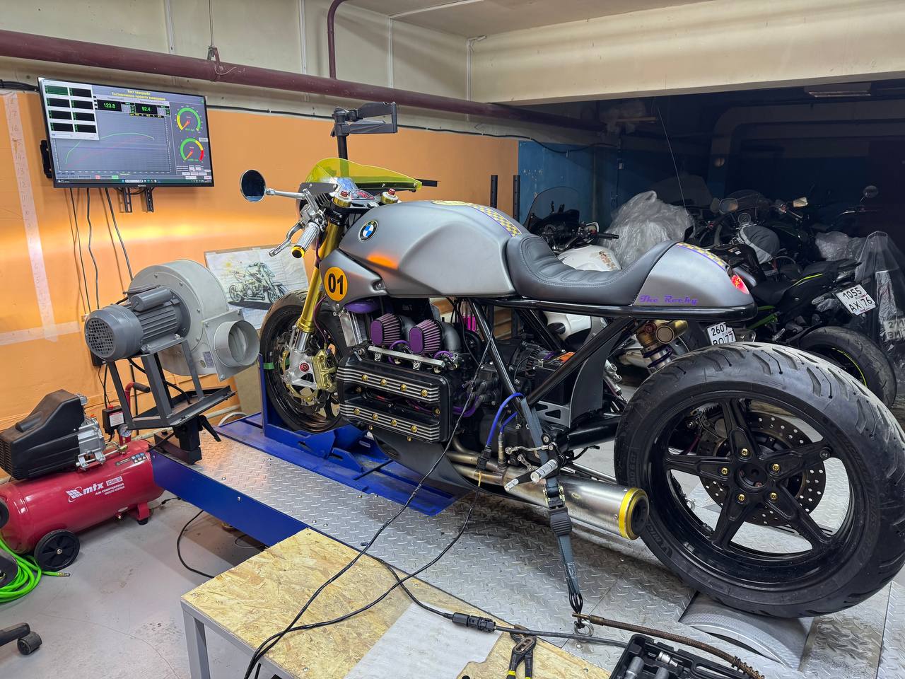 BMW project motorcycle in workshop